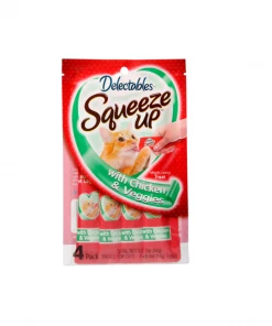 Hartz Delectable Squeeze up Cat Treat, Chicken & Veggie, 4 Count - Cat Treats