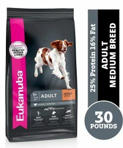 Eukanuba Adult Medium Breed Chicken Formula Dry Dog Food, 30 lb. Bag
