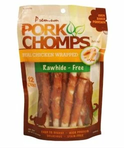 Pork Chomps Real Chicken Wrapped Mini Twist Dog Treats, 12 Count Bag