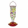 Bird's Cafe Hand Painted Flower Glass Bottle Hummingbird Feeder HB-0423L2-A