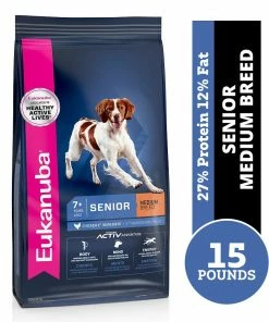 Eukanuba Senior Medium Breed Chicken Formula Dry Dog Food, 15 lb. Bag
