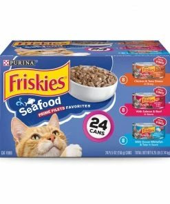Purina Friskies Prime Filets Seafood Favorites Adult Wet Cat Food Variety Pack, (24) 5.5 oz. Cans