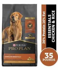 Purina Pro Plan Adult Complete Essentials Shredded Blend Chicken & Rice Dry Dog Food, 35 lb. Bag