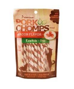 Pork Chomps Mini Twists Dog Treats, Bacon Flavor, 30 Count Bag