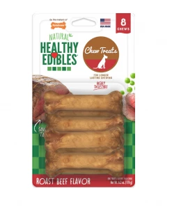 Nylabone Healthy Edibles Roast Beef flavor Dog Bone Treats, Petite, 8 Count - NE801VP8P - Dogs