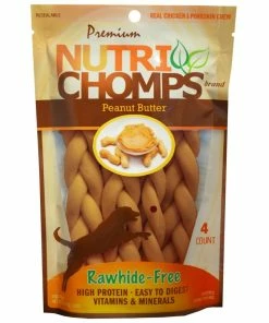 Nutri Chomps NutriChomps 6-inch Peanut Butter Braids, 4 Count Dog Chews - Dog Treats