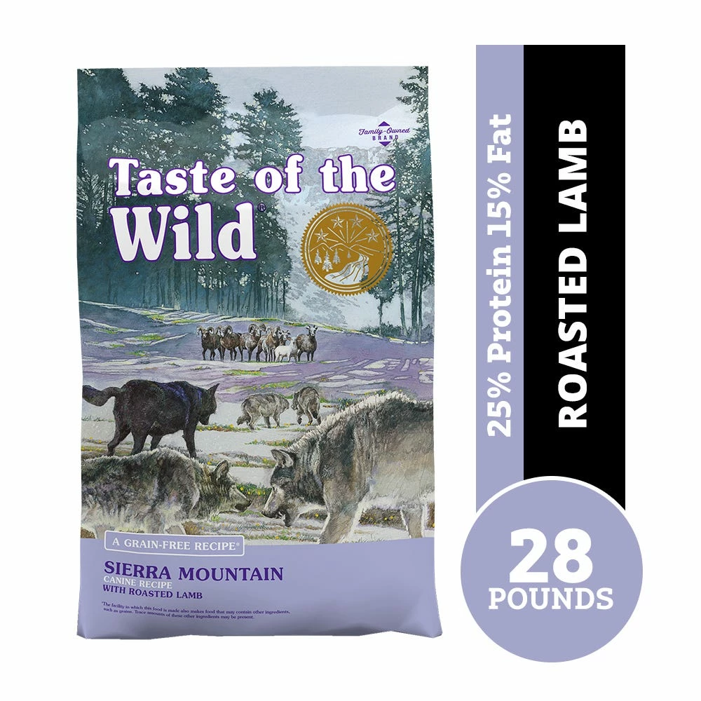 Taste of the Wild Grain Free Sierra Mountain Canine Recipe with Roasted Lamb, 28 lb. Bag - Dry Dog Food 3 Taste of the Wild Grain Free Sierra Mountain Canine Recipe with Roasted Lamb, 28 lb. Bag - Dry Dog Food