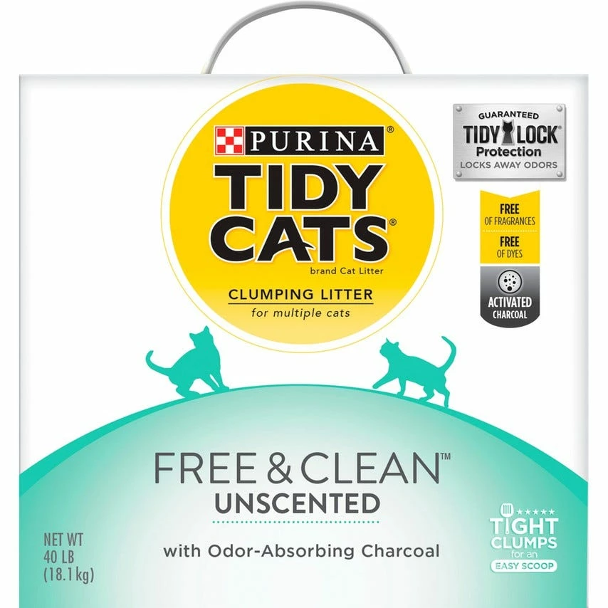 Purina Tidy Cats Clumping Cat Litter; Free and Clean Unscented Multi Cat Litter, 40 lb. Box 3 Purina Tidy Cats Clumping Cat Litter; Free and Clean Unscented Multi Cat Litter, 40 lb. Box