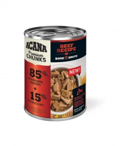 Acana Grain-Free Premium Chunks Beef Recipe In Bone Broth Adult Wet Dog Food, 12.8 oz. Can