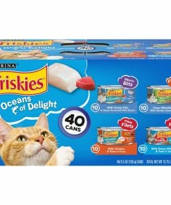 Purina Friskies Oceans of Delight Variety Pack, Adult Wet Cat Food, (40) 5.5 oz. Cans