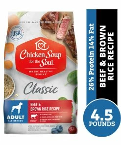Chicken Soup for the Soul Adult - Beef & Brown Rice Recipe Dry Dog Food, 4.5 lb. Bag