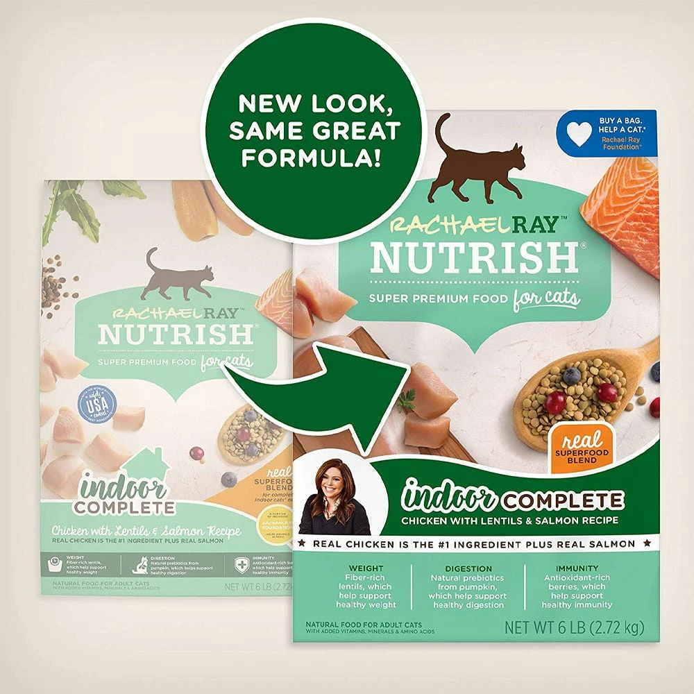 Rachael Ray Nutrish Super Premium Indoor Complete Chicken with Lentils & Salmon Dry Cat Food, 6 lb. Bag 5 Rachael Ray Nutrish Super Premium Indoor Complete Chicken with Lentils & Salmon Dry Cat Food, 6 lb. Bag - Image 3