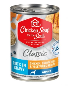 Chicken Soup for the Soul Classic Dog - Chicken, Brown Rice, & Vegtables Cuts in Gravy Recipe Canned Wet Dog Food, 13 oz. Can