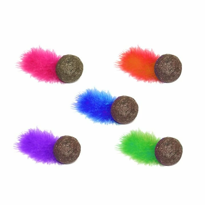 Multipet Compressed Catnip Ball with Feather 20439 - Cat Toys 3 Multipet Compressed Catnip Ball with Feather 20439 - Cat Toys