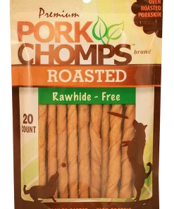 Pork Chomps Small Twists, Roasted Pork, 5.3 oz. Bag, 20 Count - Dogs