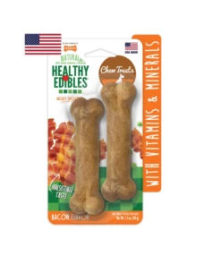 Nylabone Healthy Edibles Bacon with Petite Chews Twin Pack - NEB101TPP - Dogs