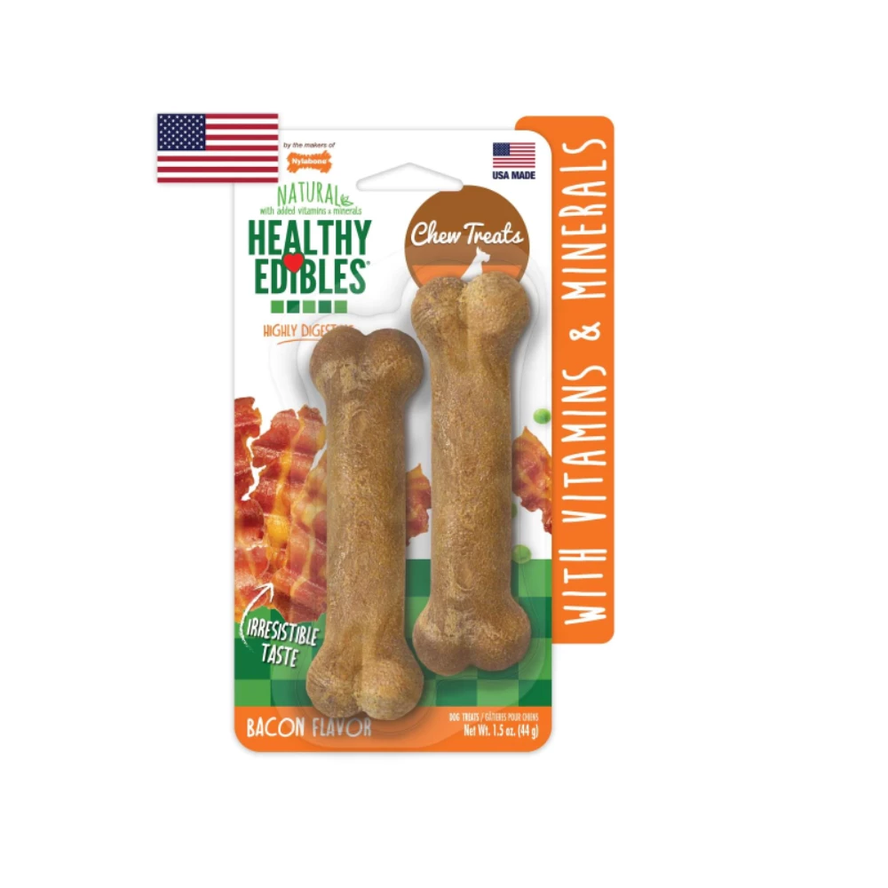 Nylabone Healthy Edibles Bacon with Petite Chews Twin Pack - NEB101TPP - Dogs 3 Nylabone Healthy Edibles Bacon with Petite Chews Twin Pack - NEB101TPP - Dogs